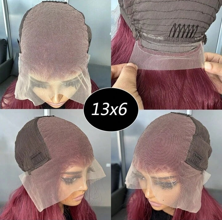 Burgundy Lace Front Wig(human blend)